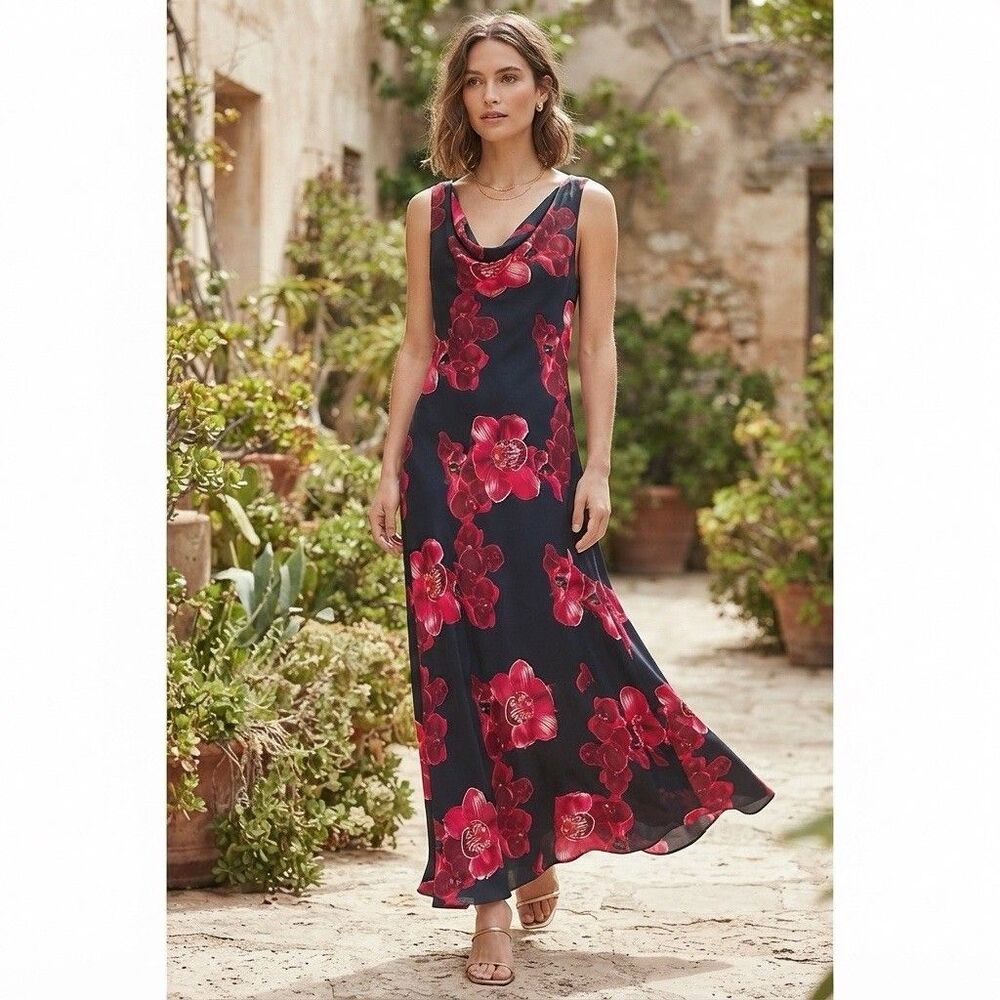 Paper Heart Anthropologie Floral Maxi Slip Dress size S NWT